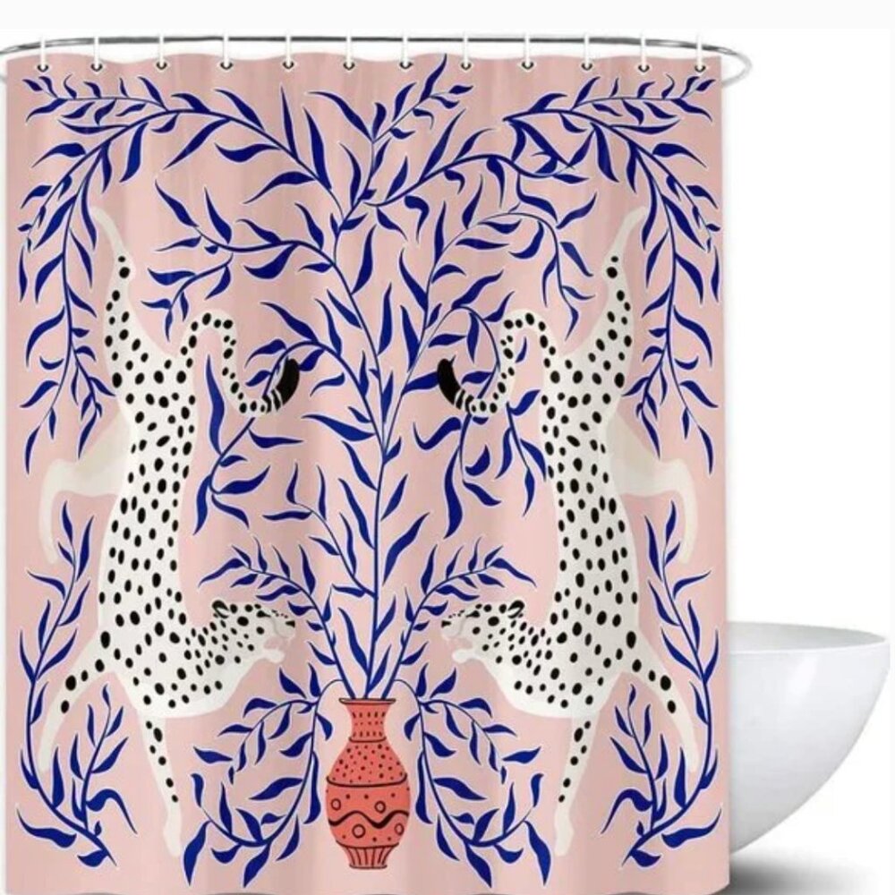 NEW Packaged Boho Jungalow Coral Blue Vine & Snow Leopard Theme Shower